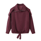 Chaqueta bomber color burdeos para mujer con cuello alto