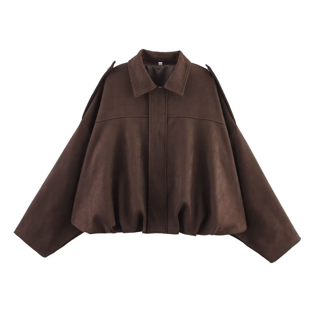 Chaqueta bomber corta y oversize con cremallera para mujer