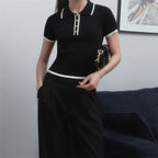 Women’s Elegant Knit Polo Top with Classic Collar