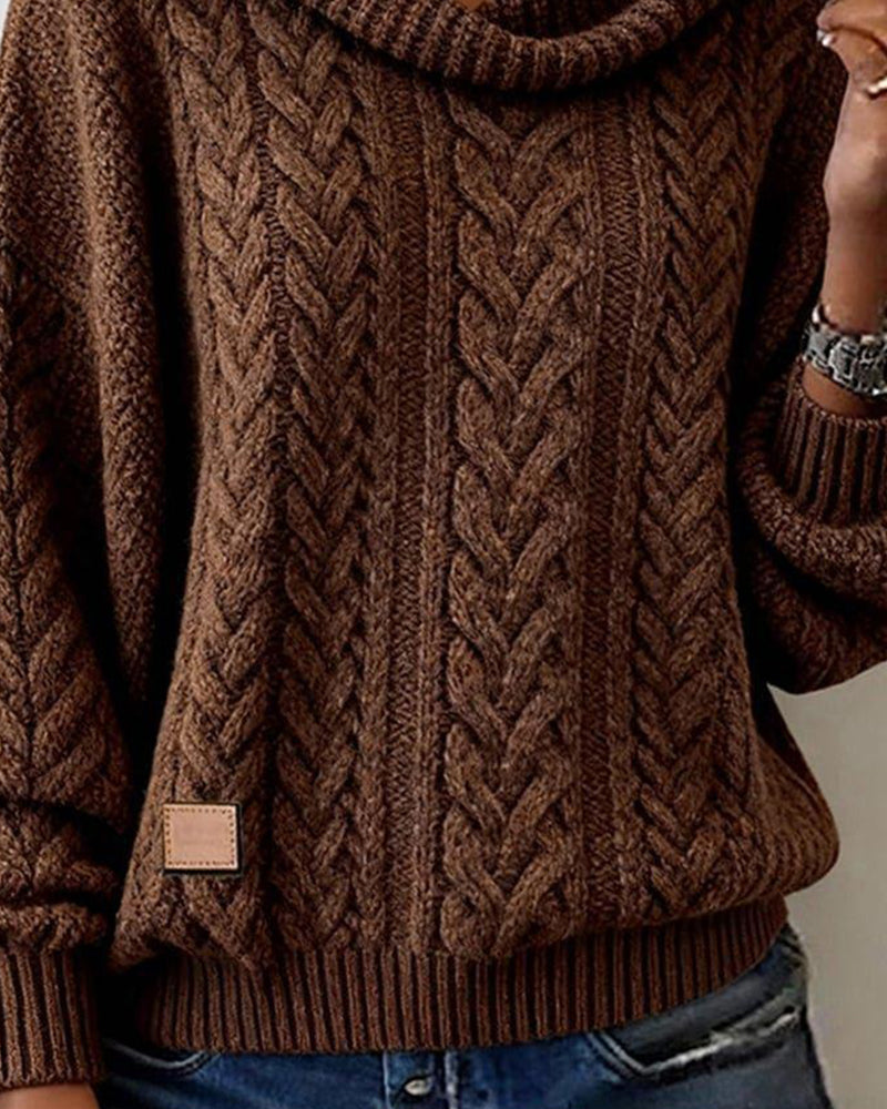 Einfarbiger Strickpullover für Damen