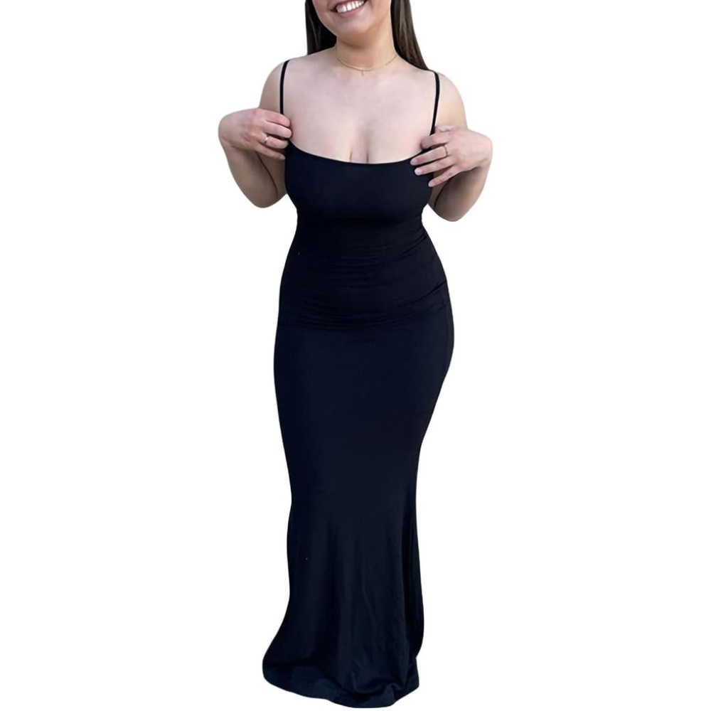 Classic Long-Length Bodycon Dress – Figure Hugging Shapewear for Women
