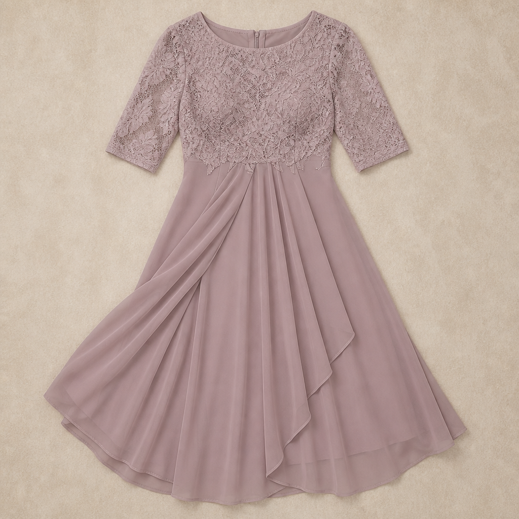 Elegant Women's Lace Midi Dress | Formal Cocktail Party Dress