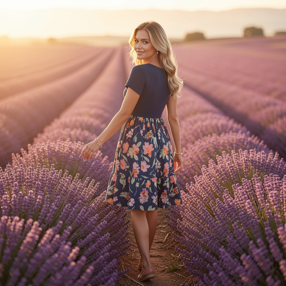 Elegant Square Neck Summer Dress – Lightweight Flattering Fit for Women