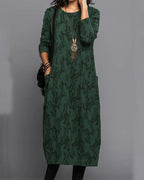 Long Sleeved Pocket Dress with Print | Floral Midi Dress