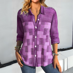 Paige - Casual Plaid Autumn Blouse - Purple