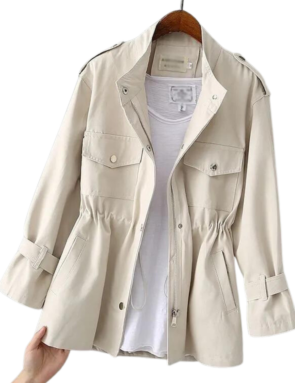 Utility-Jacke für Damen mit Reißverschluss und Taschen