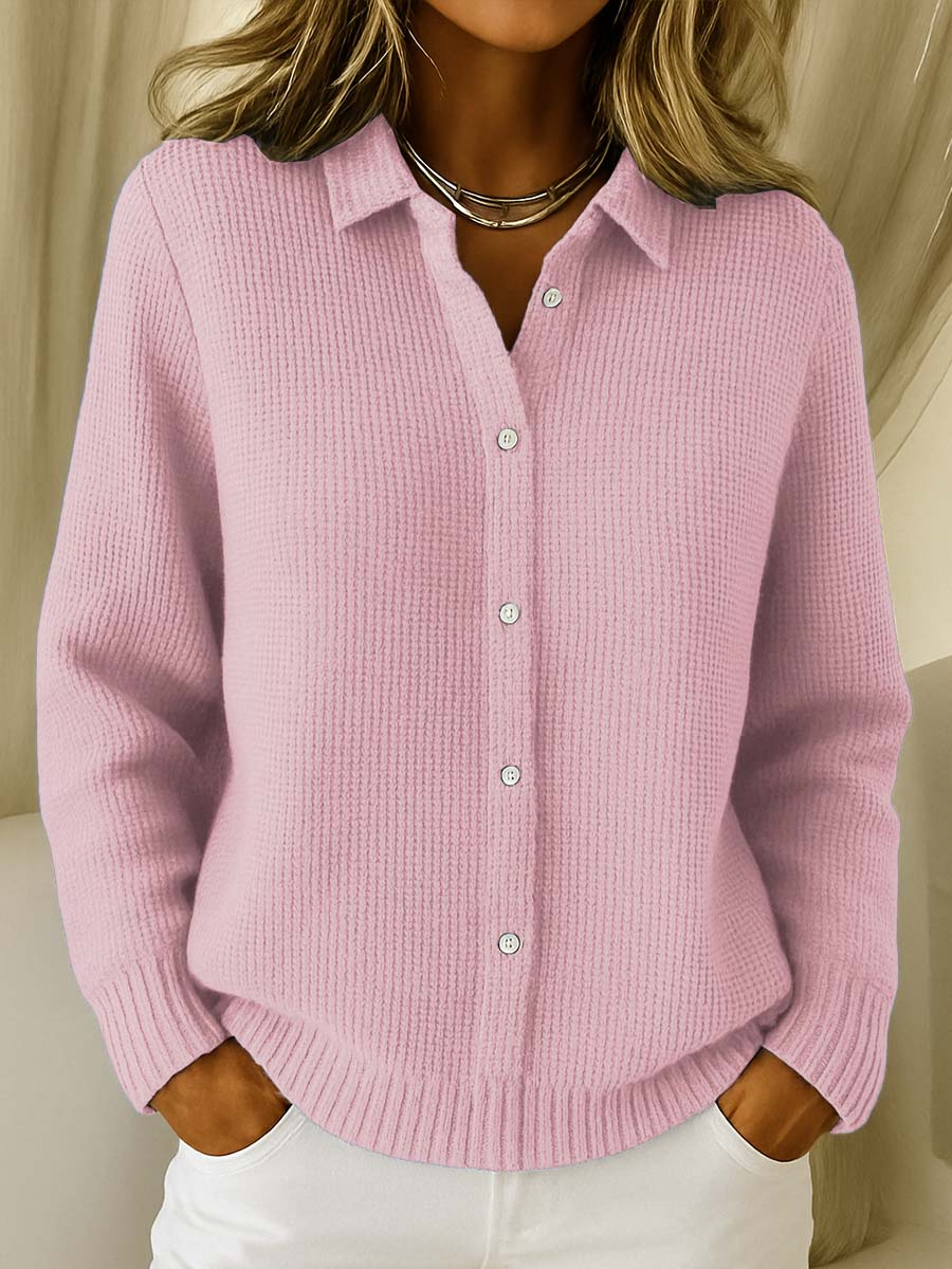 Damen-Strickjacke mit Kragen – Zeitlose Eleganz in weichem Baumwollmix