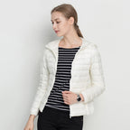 Warm Down Jacket, Women's Short Hooded Super Lightweight - Perfect for Cold Winter Days - White