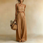 Women’s Flowy Top & Wide-Leg Palazzo Pants Set