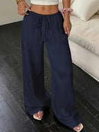 Women's Lace-up Waist Trimming Fashion Casual Trousers