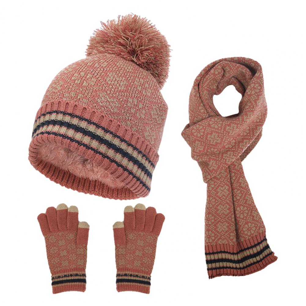 Conjunto de invierno de punto de 3 piezas para mujer