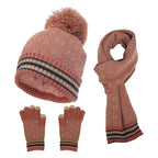Conjunto de invierno de punto de 3 piezas para mujer