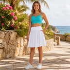 Damen Sommer-Skort mit UPF50+, hoher Taille, Faltenrock, integriertem Futter und Taschen | Freizeit-Sportrock