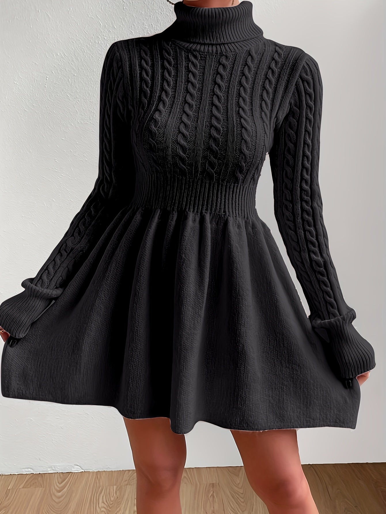 High Neck Pink Mini Sweater Dress , Sweater Dress for Women