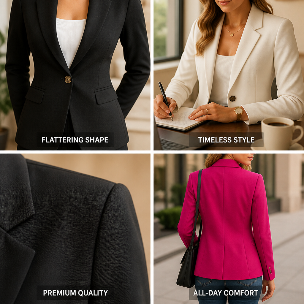 Women's Classic Fitted Jacket | Elegant Everyday Office Jacket