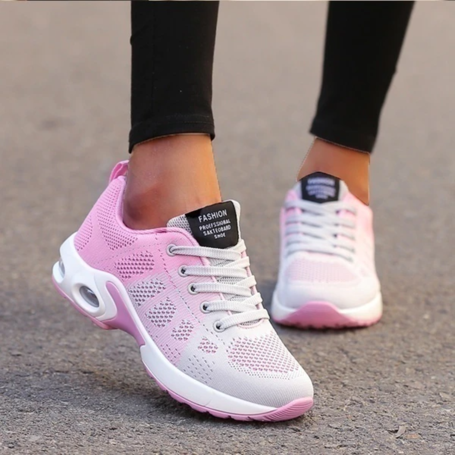 Women's Autumn Running Shoes with Cushioned Sole, Breathable Mesh and Lightweight Feel - Pink