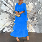 Women's Summer Chiffon Dress, Long and Flowing, Elegant Floor-Length Fit - Light Blue