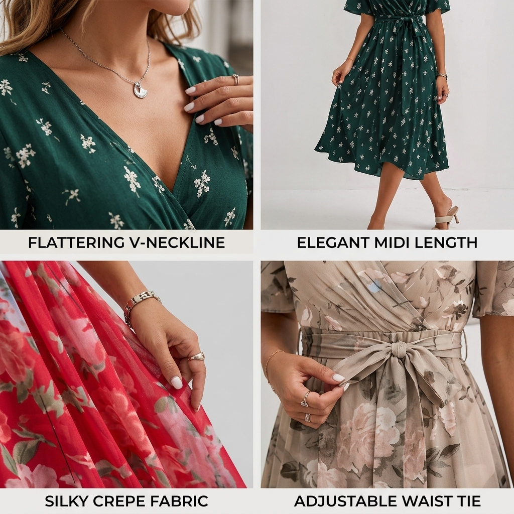 Women's Midi Dress with V Neck | Formal Occasion Summer Dress