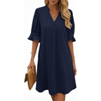 V-Neck Midi Summer Dress – Lightweight for Women