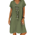 Linen Midi Summer Dress – Lightweight Backless for Women