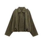 Chaqueta bomber corta y oversize con cremallera para mujer