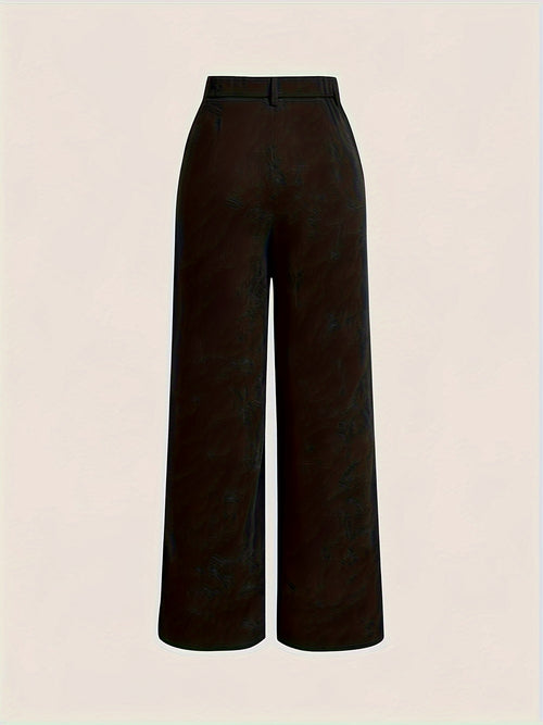 Damen Cordhose mit weitem Bein und hoher Taille, für alle Jahreszeiten, mit Knopfverschluss und Taschen