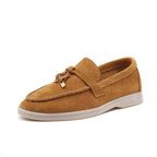 Chic women's leather moccasins with buckle detail