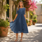 Elegant Women's Lace Midi Dress | Formal Cocktail Party Dress