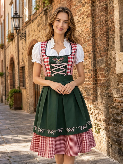 Dirndl para mujer | Vestido tradicional con cordones, conjunto para Oktoberfest, Wiesn, festivo
