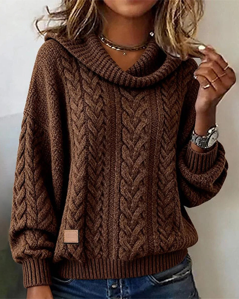 Einfarbiger Strickpullover für Damen