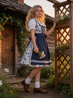 Dirndl Set Damen Oktoberfest Trachtenkleid | Bayerisches Dirndl mit Blumenmuster | Dirndl Set, Wiesn Kleid, festlich