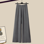 Conjunto de 3 piezas para mujer | Pantalones de pierna ancha con camisa y top