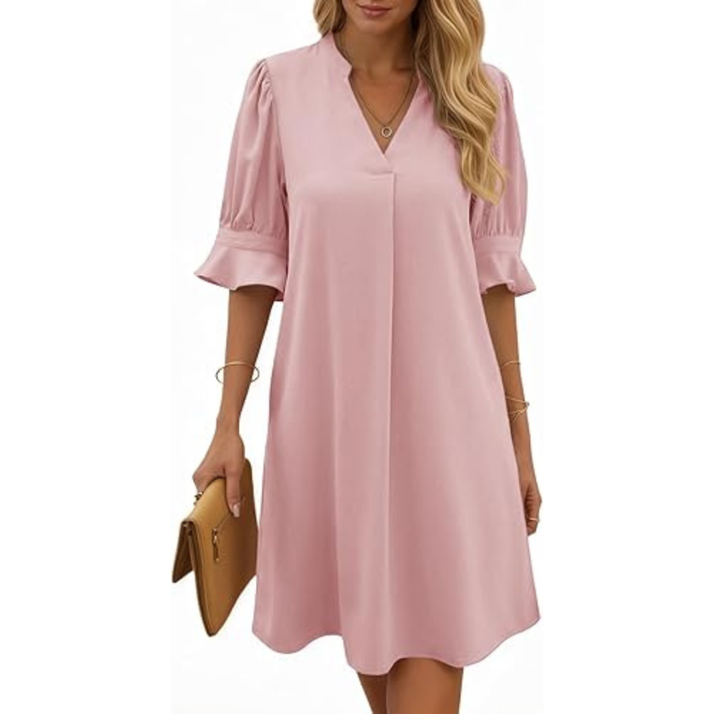 V-Neck Midi Summer Dress – Lightweight for Women