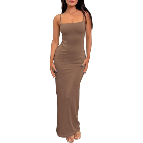 Elegante vestido ajustado sin espalda – Faja moldeadora de tela acanalada para mujer