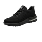 Women's Safety Shoes with Steel Toe Cap and Non-Slip Sole - All Black
