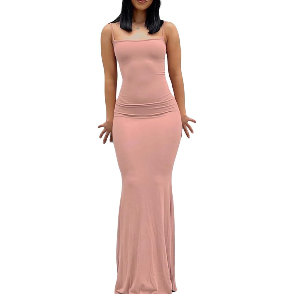 Classic Long-Length Bodycon Dress – Figure Hugging Shapewear for Women