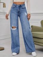 Fashion Casual Versatile denim jeans | Classic Straight Leg Blue Jeans