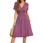 Floral V-Neck Summer Dress - A1 Black