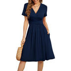 Floral V-Neck Summer Dress - A1 Black