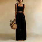Women’s Flowy Top & Wide-Leg Palazzo Pants Set