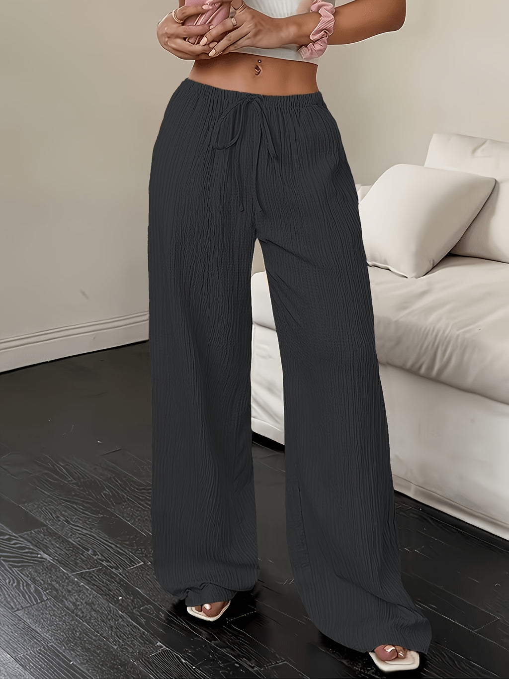 Women's Lace-up Waist Trimming Fashion Casual Trousers