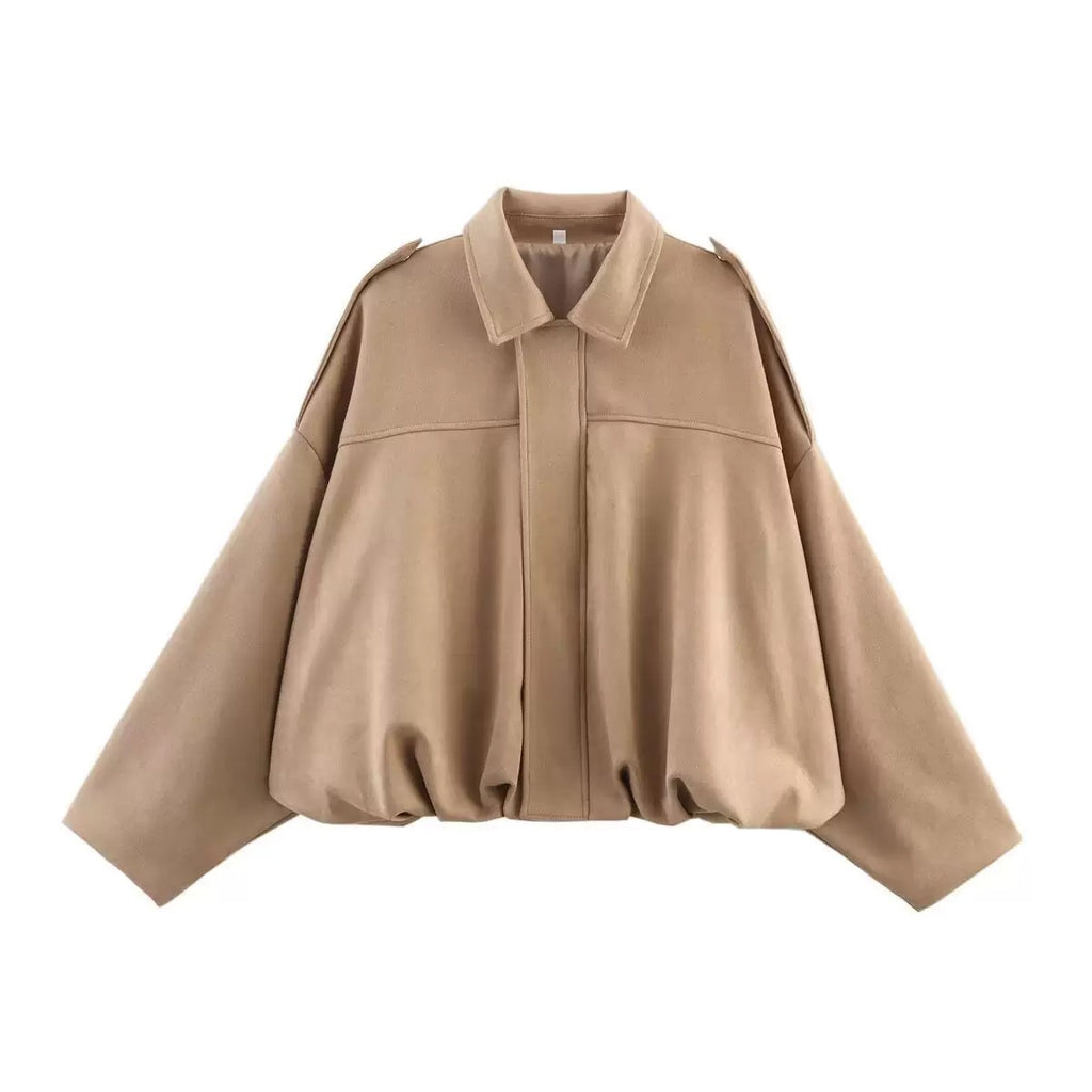Chaqueta bomber corta y oversize con cremallera para mujer