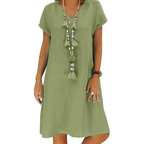 Linen Midi Summer Dress – Lightweight Backless for Women