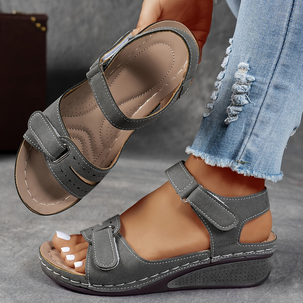 Women's Orthopedic Sandals with Adjustable Straps and Cushioned Sole - Gray