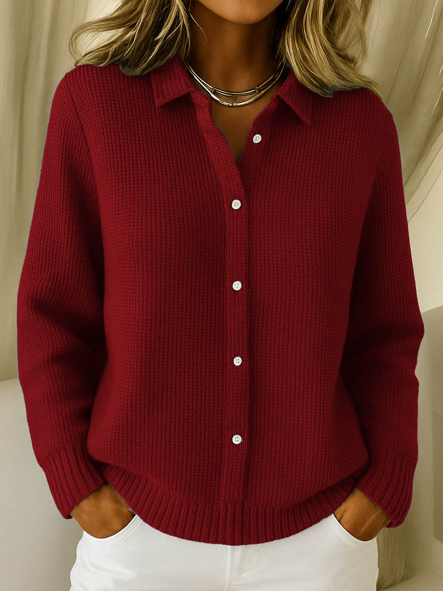 Damen-Strickjacke mit Kragen – Zeitlose Eleganz in weichem Baumwollmix