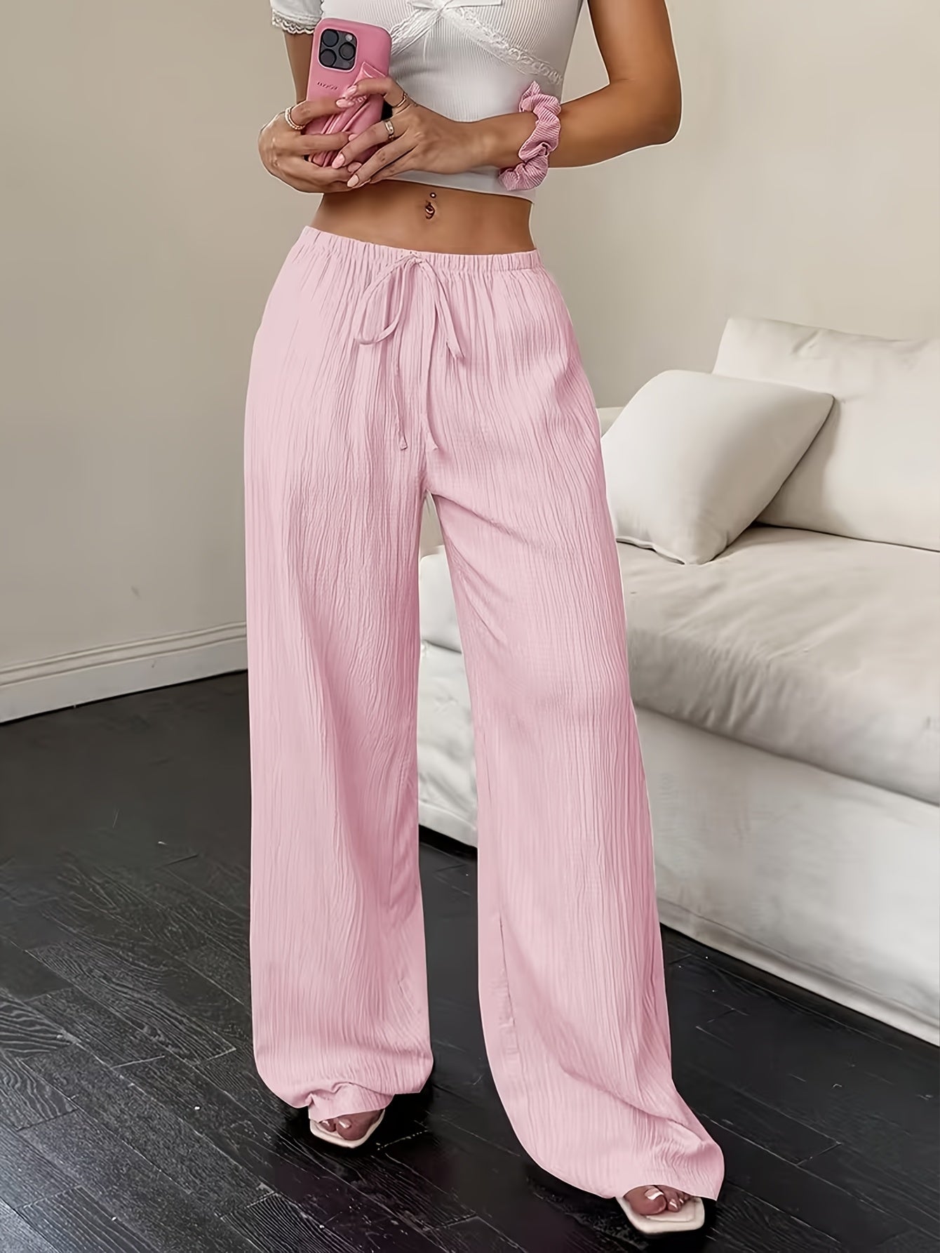 Women's Lace-up Waist Trimming Fashion Casual Trousers
