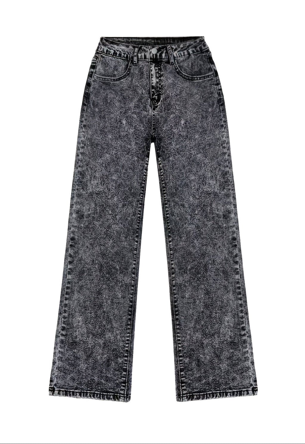 Women'S Stretch Loose Wide Leg Straight Gray Jeans |  Denim Trousers with Pockets