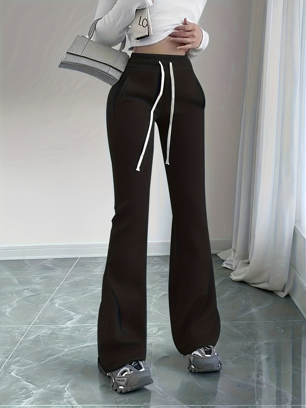 Women's High-Waist Flared Trousers