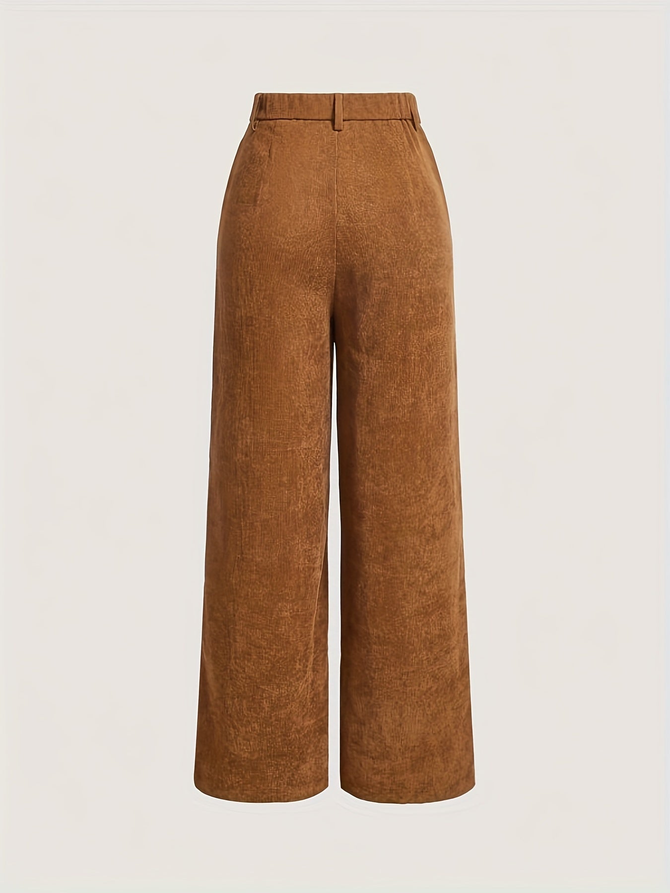 All-Season High Waist Wide Leg Corduroy Trousers for Women, Button Front & Pockets