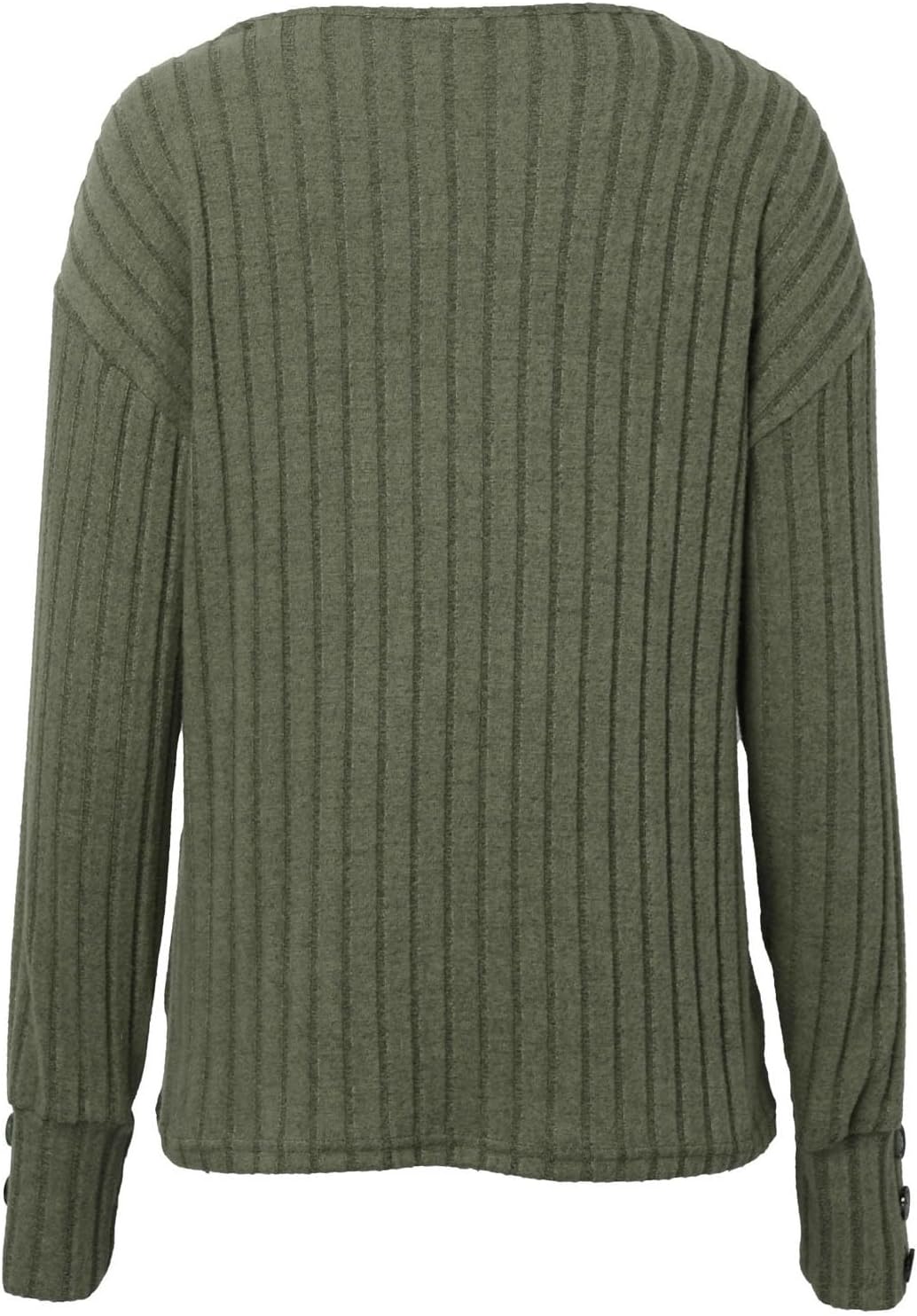 Women's Cozy Autumn Winter V Neck Button Down Long Sleeve Tee